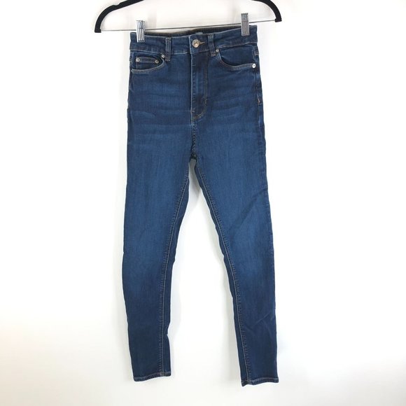 Zara Denim - Zara Vendome Blue Wash The High Waist Skinny Cotton Blend Denim Jeans Size 2